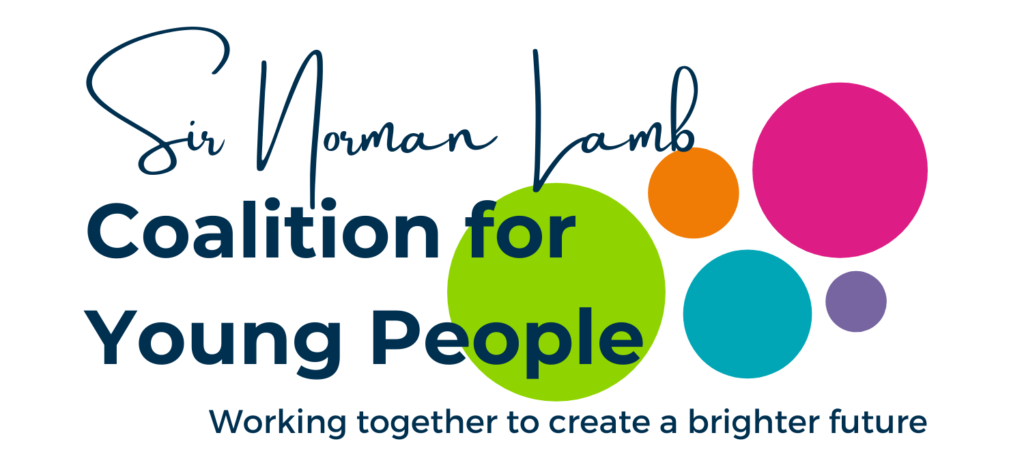 Sir Norman Lamb Coalition For Young People Logo - colourful circles on a plain background